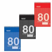 Блокнот А5, 80 л., гребень, мелованный картон обложка, клетка, ОФИСМАГ, 3 вида, 131х198 мм, 123021 (арт. 123021)
