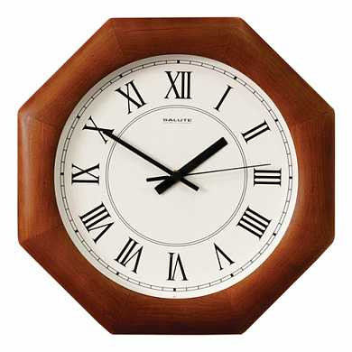 Часы настенные САЛЮТ ДС-ВБ28-013, восьмигранник, белые, деревянная рамка, 31х31х4,5 см (арт. 452331)