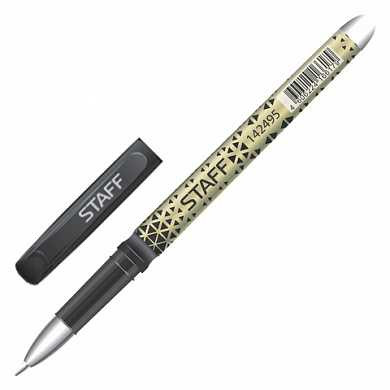 Ручка стираемая гелевая STAFF, хромированные детали, узел 0,5 мм, линия 0,35 мм, черная, 92 (арт. 142495)