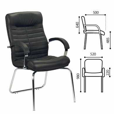 Кресло для приемных и переговорных "Orion CFA/LB steel chrome", кожа, черное (арт. 530609)