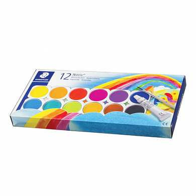 Краски акварельные STAEDTLER, 12 цветов + белила, с кистью, пластиковая коробка, 888 NC12 (арт. 191142)
