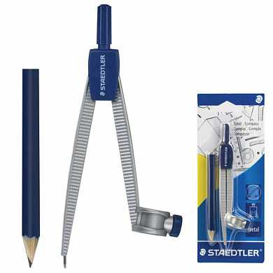 Циркуль STAEDTLER (Штедлер), 124 мм, металлический, карандаш в комплекте, блистер, 550 55 BK (арт. 210545)