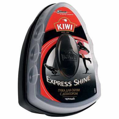 Губка для обуви KIWI "Express Shine", черная, с дозатором, 644455 (арт. 605234)