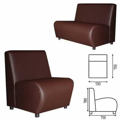 Кресло "V-600", 780х550х750 мм, без подлокотников, экокожа, коричневое (арт. 531129)