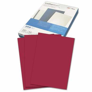 Обложки для переплета GBC, комплект 100 шт., LeatherGrain (тиснение под кожу), A4, картон, темно-красные, 040031/4401982 (арт. 530161)