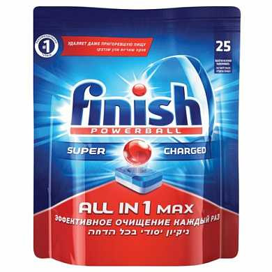 Средство для мытья посуды в посудомоечных машинах 25 шт., FINISH (Финиш) "All in 1", таблетки, 3025693 (арт. 603066)