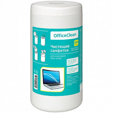 Салфетки чистящие влажные OfficeClean, для мониторов всех типов, в тубе, 100шт. (арт. 248261) купить в интернет-магазине ТОО Снабжающая компания от 1 127 T, а также и другие Салфетки хозяйственные на сайте dulat.kz оптом и в розницу