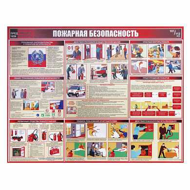 Доска-стенд информационная "Пожарная безопасность", 910х700 мм, пластик (арт. 291019)