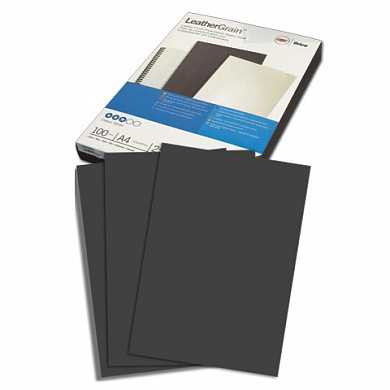 Обложки для переплета GBC, комплект 100 шт., LeatherGrain (тиснение под кожу), A4, картон, черные, 040010/4401980 (арт. 530160)