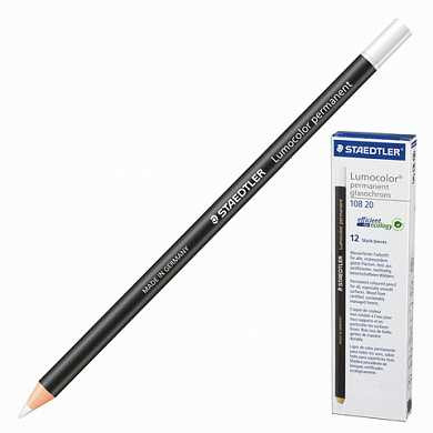 Маркер-карандаш сухой перманентный для любой поверхности, белый, 4,5 мм, STAEDTLER, 108 20-0 (арт. 151060)