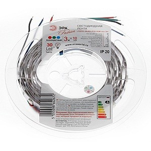 ЭРА Лента св/д 12V 7.2W/m 30Led/m IP20 RGB 3м (интерьерная) SMD5050 LS5050-30LED-IP20-RGB, ECO (арт. 485424) купить в интернет-магазине ТОО Снабжающая компания от 3 920 T, а также и другие Светодиодные ленты на сайте dulat.kz оптом и в розницу