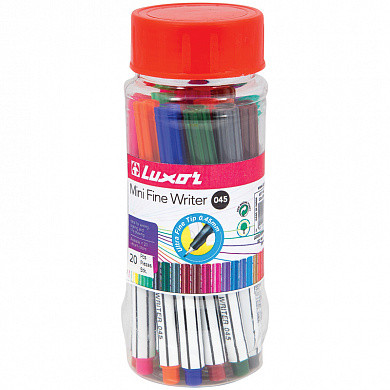 Набор капиллярных ручек Luxor "Mini Fine Writer 045" 20цв., 0,8мм, пластиковая банка (арт. 7120M/20J)