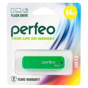 Флэш-диск USB 64Gb Perfeo Green C05 PF-C05G064 (арт. 601686)