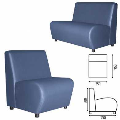 Кресло мягкое "V-600", 550х750х780 мм, без подлокотников, экокожа, голубое (арт. 531554)