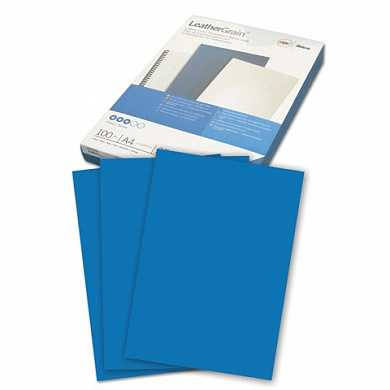 Обложки для переплета GBC, комплект 100 шт., LeatherGrain (тиснение под кожу), A4, синие, 040020/4401981 (арт. 530158)