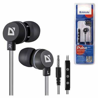 Наушники с микрофоном (гарнитура) DEFENDER Pulse 453, проводная, 1,2 м, вкладыши, для Android, черная, 63453 (арт. 511875) купить в интернет-магазине ТОО Снабжающая компания от 5 586 T, а также и другие Наушники, гарнитуры на сайте dulat.kz оптом и в розницу