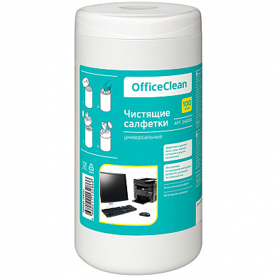 Салфетки чистящие влажные OfficeClean, универсальные, в тубе, 100шт. (арт. 248262)