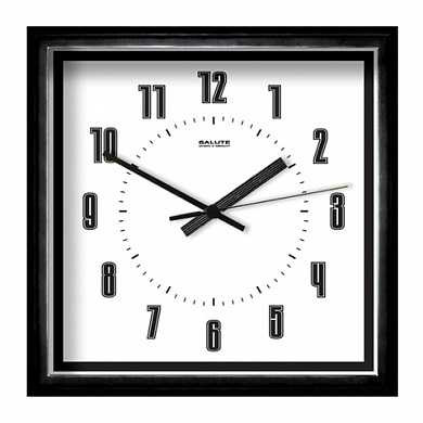 Часы настенные САЛЮТ П-2А6-140, квадрат, белые, черная рамка, 28х28х4 см (арт. 452344)
