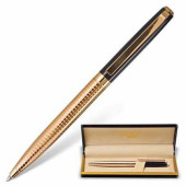 Ручка подарочная шариковая GALANT "Black Melbourne", корпус золотистый с черным, золотистые детали, пишущий узел 0,7 мм, синяя, 141356 (арт. 141356)