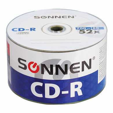 Диски CD-R SONNEN, 700 Mb, 52x, Bulk, 50 шт., 512571 (арт. 512571)