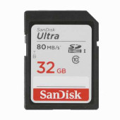 Карта памяти SDHC, 32 GB, SANDISK Ultra, UHS-I U1, 80 Мб/сек. (class 10), DUNC-032G-GN6IN (арт. 512282)