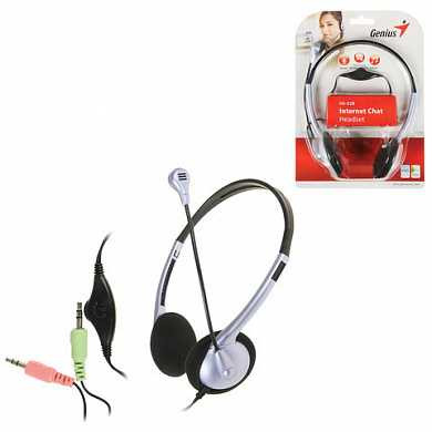 Наушники с микрофоном (гарнитура) GENIUS HS-02B, проводная, 1,8 м, стерео, накладная, mini jack 3,5 мм, 31710037100 (арт. 511850) купить в интернет-магазине ТОО Снабжающая компания от 6 860 T, а также и другие Наушники, гарнитуры на сайте dulat.kz оптом и в розницу