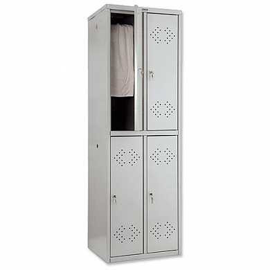 Шкаф металлический для одежды ПРАКТИК "LS-22", четырехсекционный, 1830х575х500 мм, 30 кг (арт. 290362)