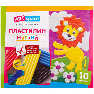 Пластилин ArtSpace, 10 цветов, со стеком, картон (арт. PL10_16712)