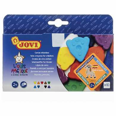 Восковые мелки фигурные JOVI, 10 цветов, для малышей, картонная коробка, 941 (арт. 227538)