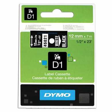 Картридж для принтеров этикеток DYMO D1, 12 мм х 7 м, лента пластиковая, белый шрифт, черный фон, S0720610 (арт. 360369)