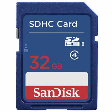 Карта памяти SDHC, 32 GB, SANDISK, 4 Мб/сек. (class 4), SDSDB-032G-B35 (арт. 512272)
