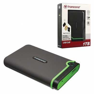 Диск жесткий внешний HDD TRANSCEND "StoreJet 25M3", 1 TB, 2,5", USB 3.0, черный, TS1TSJ25M3 (арт. 511653)