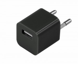 Сетевое зарядное устройство квадрат USB (СЗУ) (1 000mA) черное (арт. 611412)