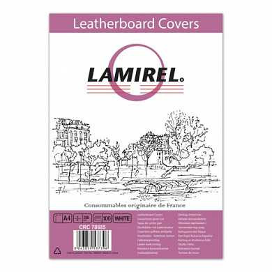 Обложки для переплета LAMIREL, комплект 100 шт., Delta (тиснение под кожу), А4, картон 230 г/м2, белые, LA-78685 (арт. 531321)