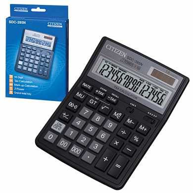 Калькулятор CITIZEN настольный SDC-395N, 16 разрядов, двойное питание, 192х143 мм (арт. 250295)