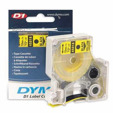 Картридж для принтеров этикеток DYMO D1, 12 мм х 7 м, лента пластиковая, чёрный шрифт, желтый фон, S0720580 (арт. 360368)