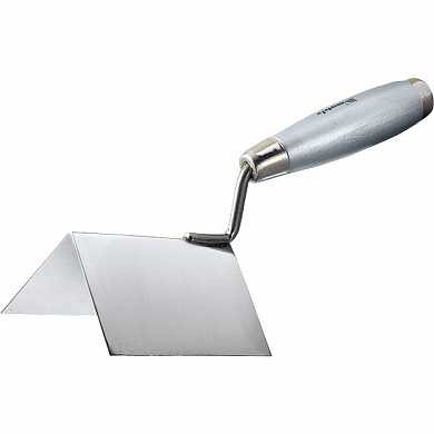 Мастерок из нерж. стали, 80 х 60 х 60 мм, для внешних углов, деревянная ручка MATRIX (арт. 86312)