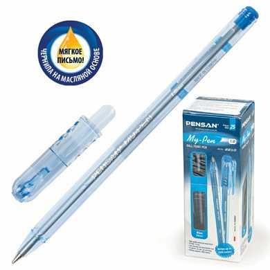 Ручка шариковая масляная PENSAN "My-Pen", корпус тонированный синий, узел 1 мм, линия 0,5 мм, синяя, 2210 (арт. 140657)