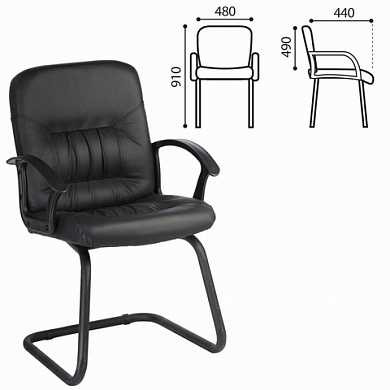Кресло для приемных и переговорных "Чип", с подлокотниками, кожзаменитель, черное (арт. 530964)