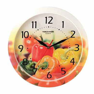 Часы настенные TROYKA 11000022, круг, с рисунком "Болгарский перец", рамка в цвет корпуса, 29x29x3,5 см (арт. 452244)