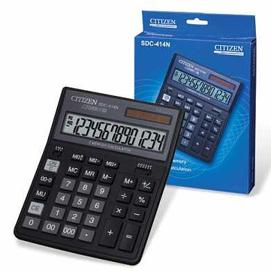 Калькулятор CITIZEN настольный SDC-414N, 14 разрядов, двойное питание, 204х158 мм (арт. 250297)