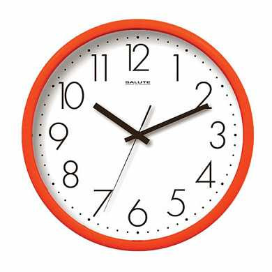 Часы настенные САЛЮТ П-2Б2.3-012, круг, белые, оранжевая рамка, 26,5х26,5х3,8 см (арт. 452356)