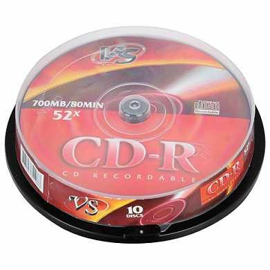 Диски CD-R VS, 700 Mb, 52x, 10 шт., Cake Box, VSCDRCB1001 (арт. 511541)