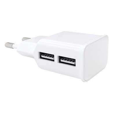 Зарядное устройство сетевое (220 В) RED LINE NT-2A, кабель для IPhone (iPad) 1 м, 2 порта USB, выходной ток 2,1 А, белое, УТ000012255 (арт. 453425)