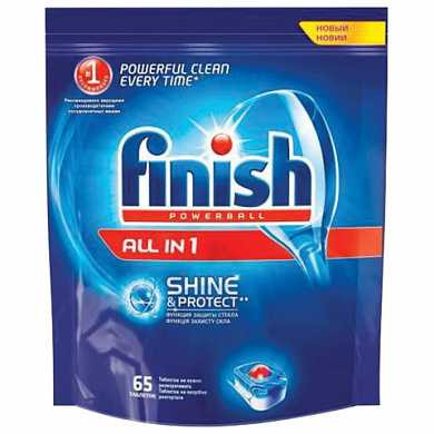 Средство для мытья посуды в посудомоечных машинах 65 шт., FINISH (Финиш) "All in 1", таблетки, 3017406 (арт. 602014)