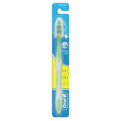 Зубная щетка ORAL-B (Орал-Би) 1-2-3 "Чистота-Свежесть-Сила", средняя (арт. 603193) купить в интернет-магазине ТОО Снабжающая компания от 686 T, а также и другие Зубные щетки на сайте dulat.kz оптом и в розницу