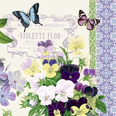 Салфетки Vintage violets бумажные 25х25 см 20 шт. (арт. 7726)