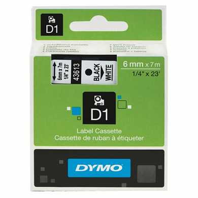 Картридж для принтеров этикеток DYMO D1, 6 мм х 7 м, лента пластиковая, чёрный шрифт, белый фон, S0720780 (арт. 362127)