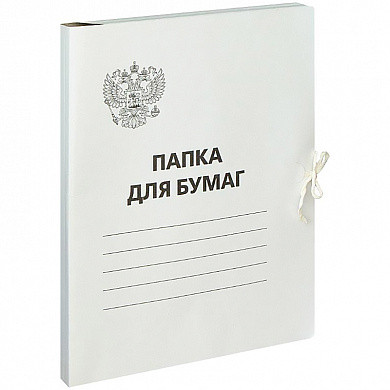 Папка для бумаг с завязками OfficeSpace, Герб России, картон немелованный,300г/м2, белый, до 200л. (арт. 257310)