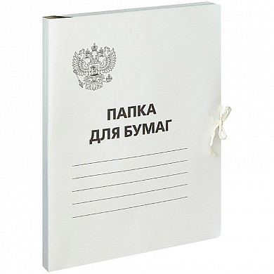 Папка для бумаг с завязками OfficeSpace, Герб России, картон немелованный,300г/м2, белый, до 200л. (арт. 257310) купить в интернет-магазине ТОО Снабжающая компания от 196 T, а также и другие Папки картонные с завязками на сайте dulat.kz оптом и в розницу